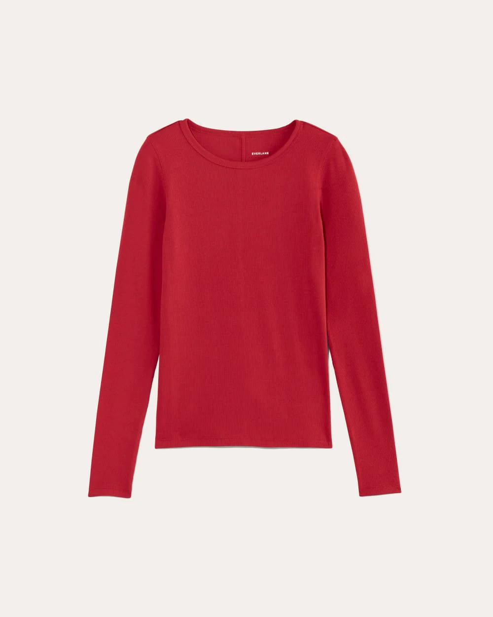 The Luxe Rib Long-Sleeve Crew | Berry Red - Image 2
