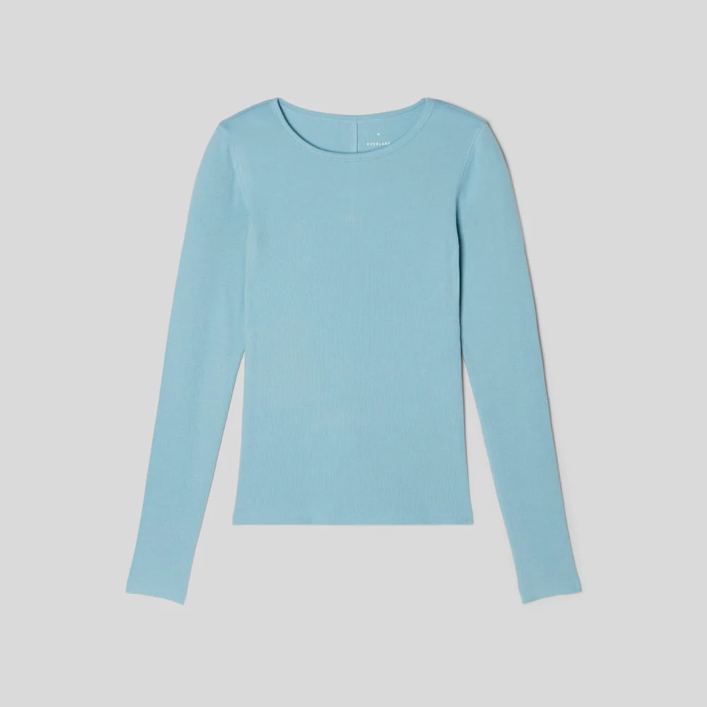 The Luxe Rib Long-Sleeve Crew | Blue Shadow - Image 2