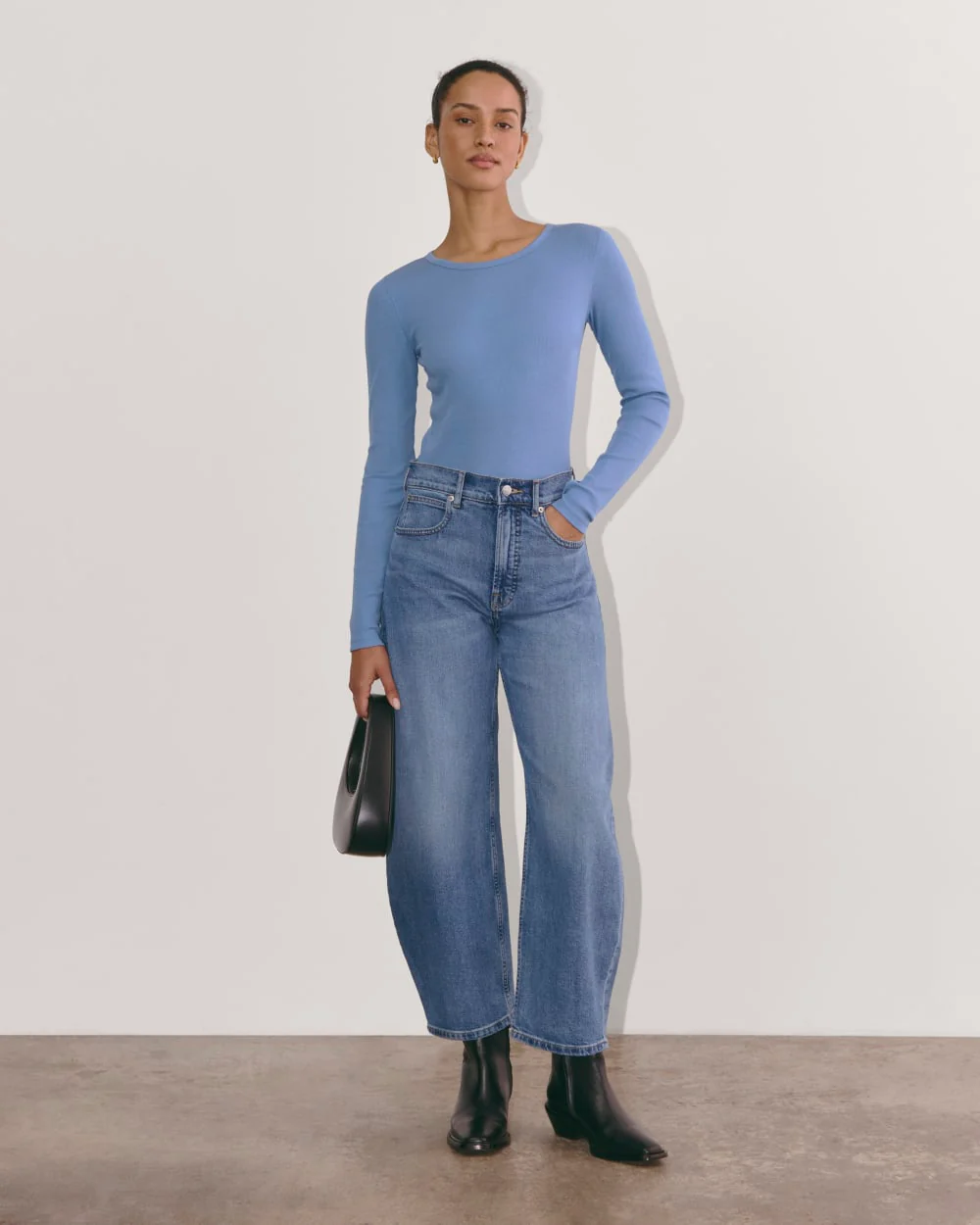 The Luxe Rib Long-Sleeve Crew | Bluebell - Image 3