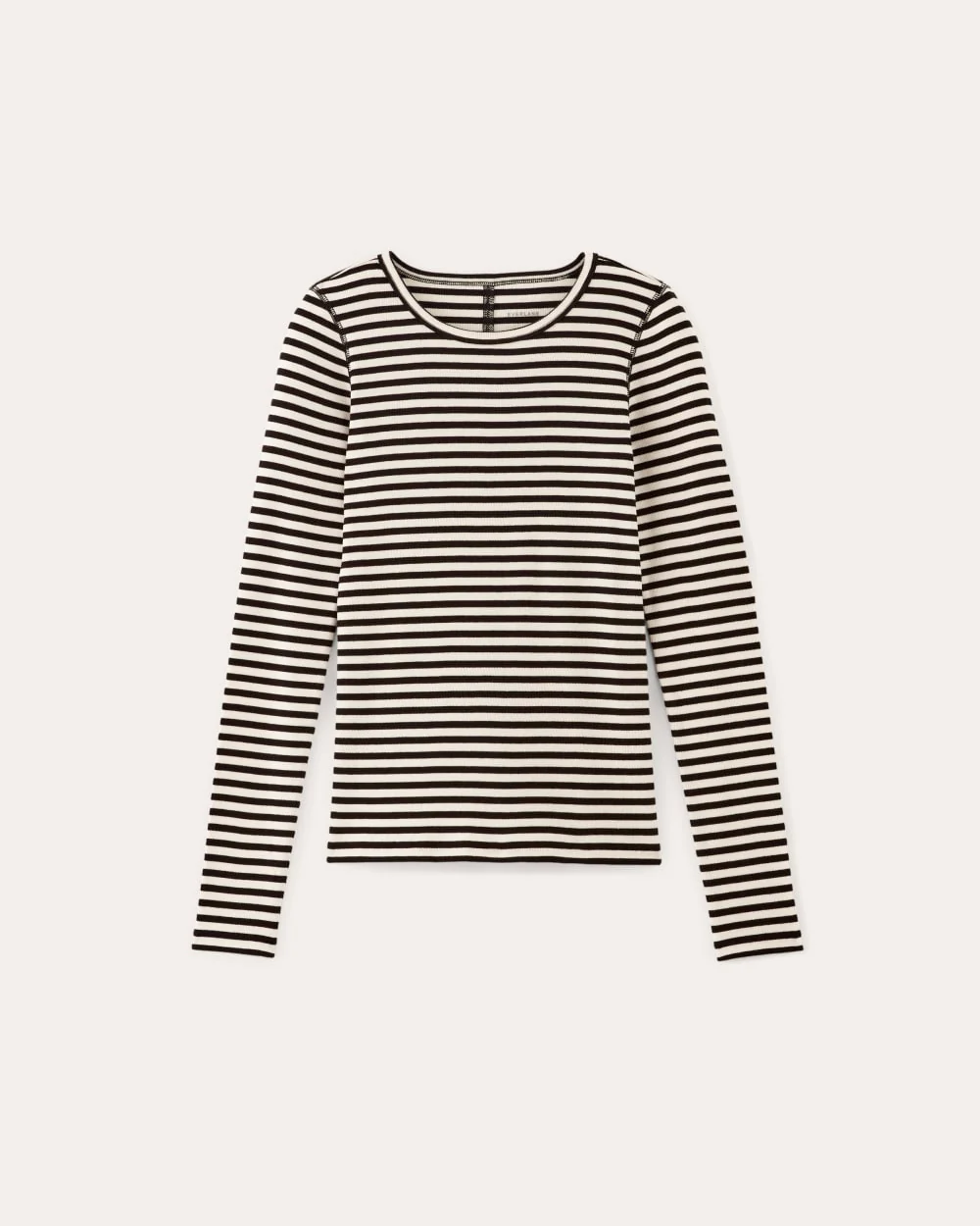 The Luxe Rib Long-Sleeve Crew | Bone / Black - Image 2
