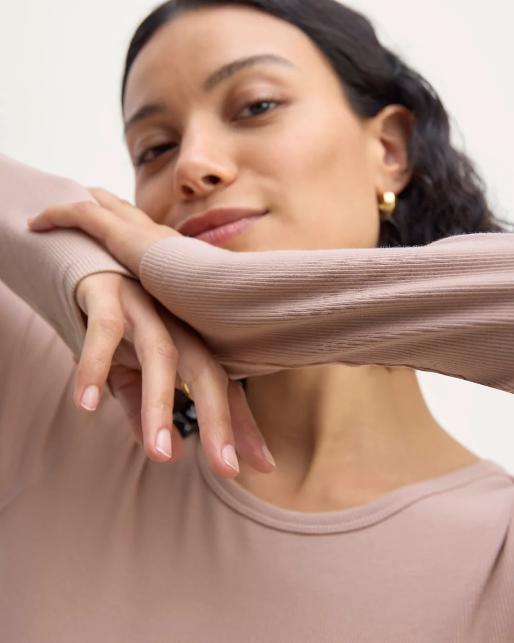 The Luxe Rib Long-Sleeve Crew | Dusty Rose - Image 3