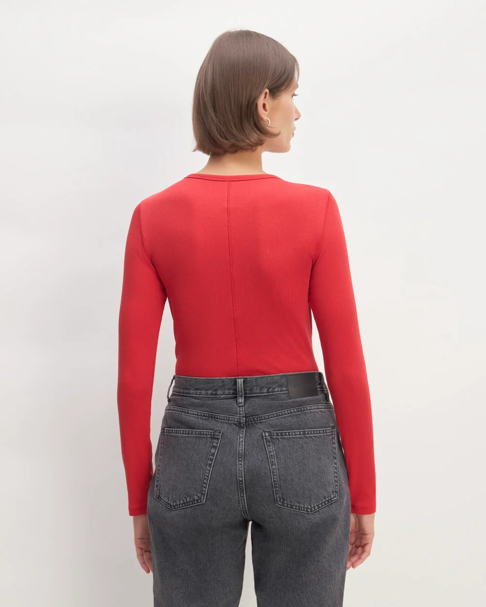 The Luxe Rib Long-Sleeve Crew | Haute Red - Image 3