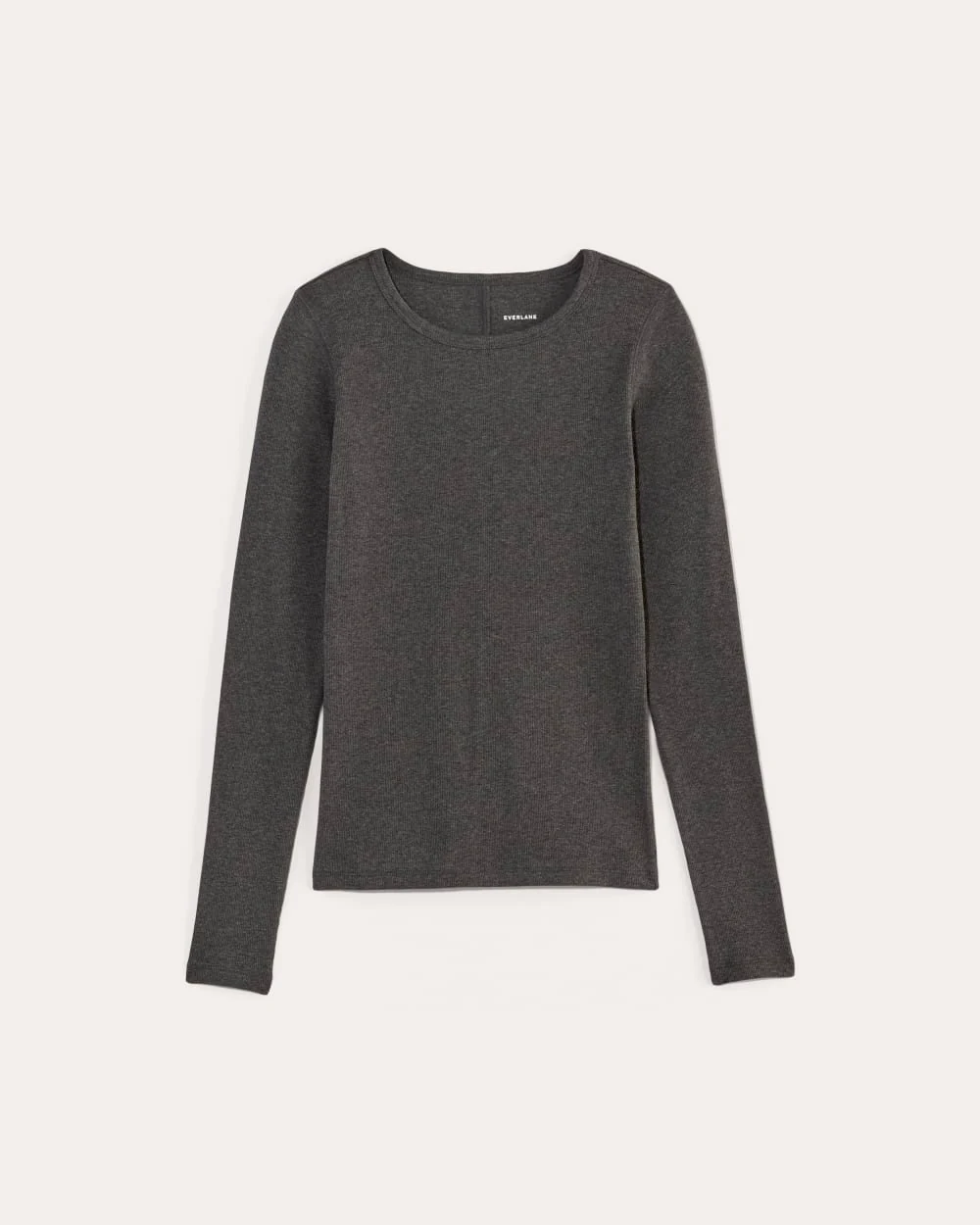 The Luxe Rib Long-Sleeve Crew | Heathered Soot - Image 2