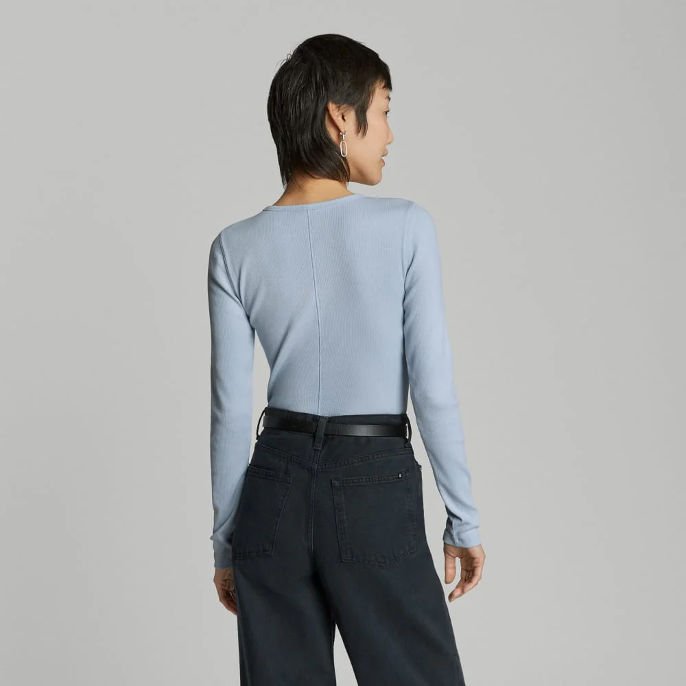 The Pima Micro-Rib Long-Sleeve Crew | Mist - Image 3