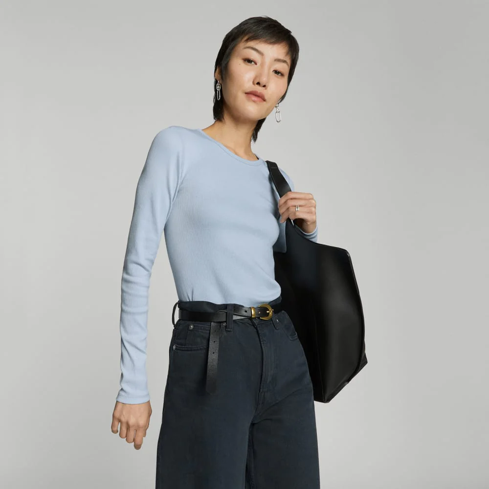 The Pima Micro-Rib Long-Sleeve Crew | Mist - Image 5