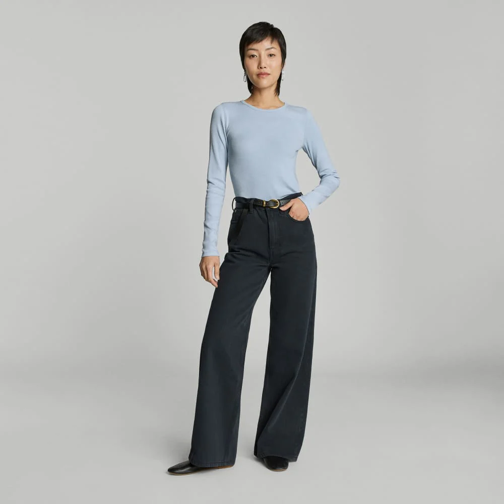 The Pima Micro-Rib Long-Sleeve Crew | Mist - Image 6