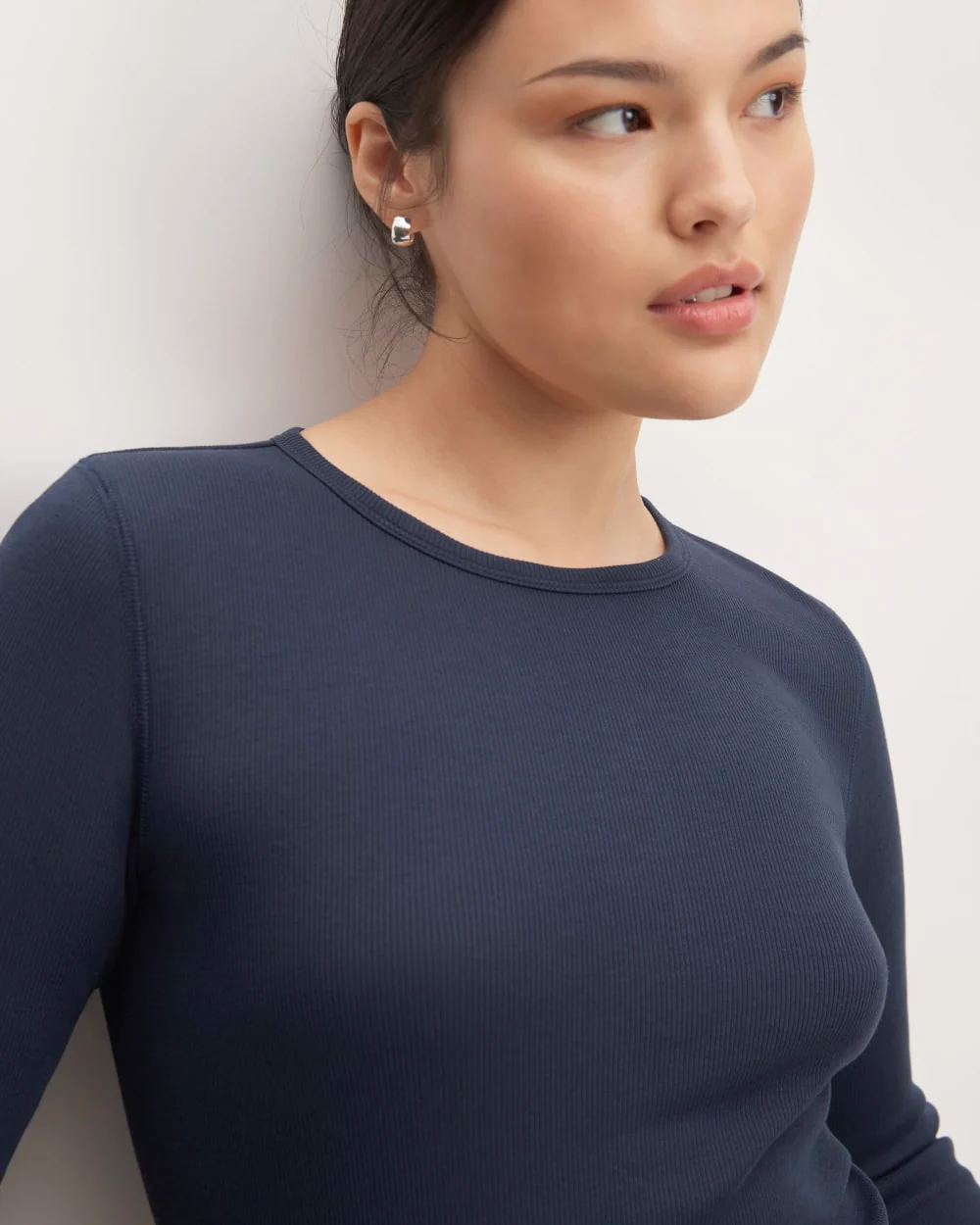 The Luxe Rib Long-Sleeve Crew | Navy - Image 3