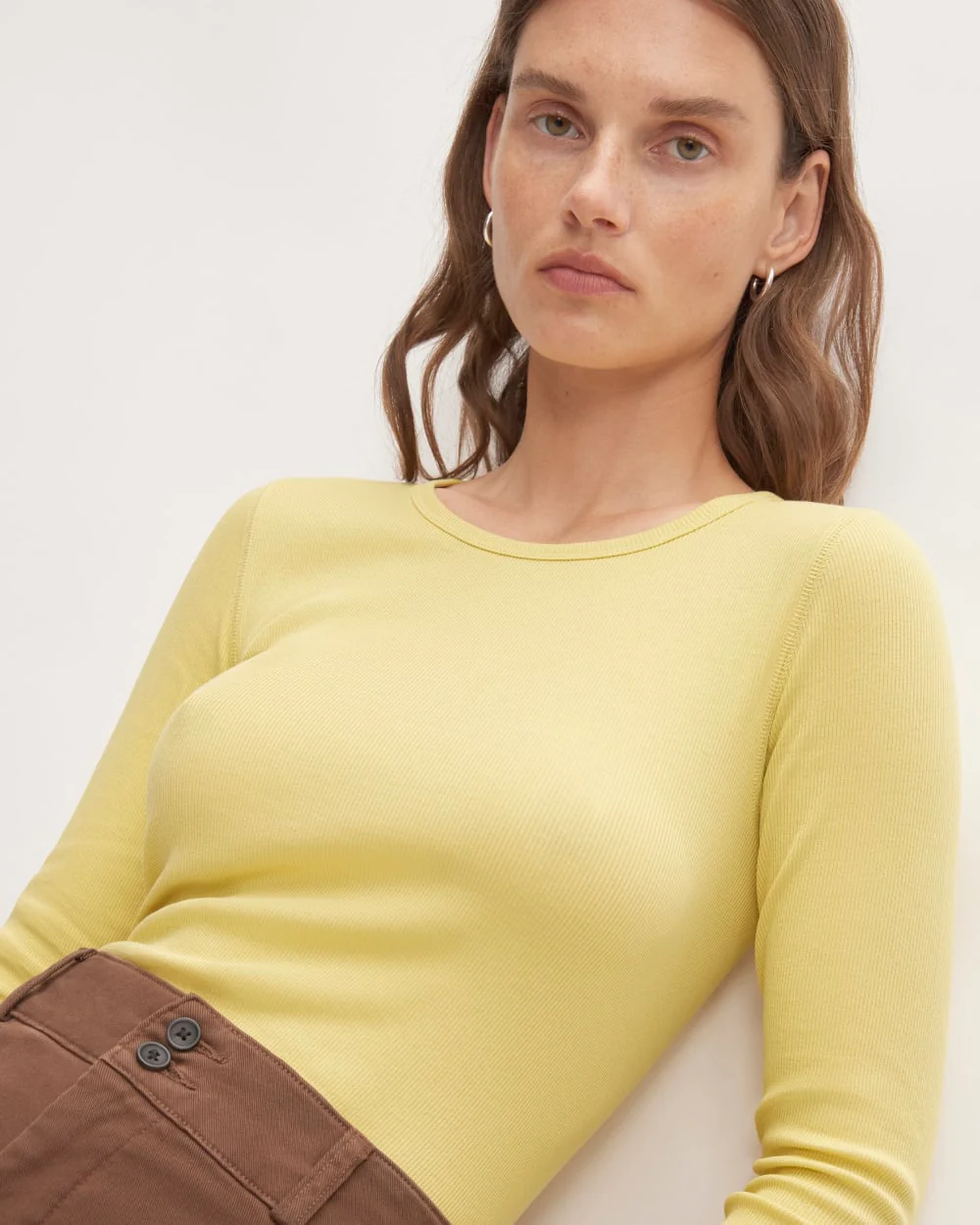 The Luxe Rib Long-Sleeve Crew | Raffia - Image 3
