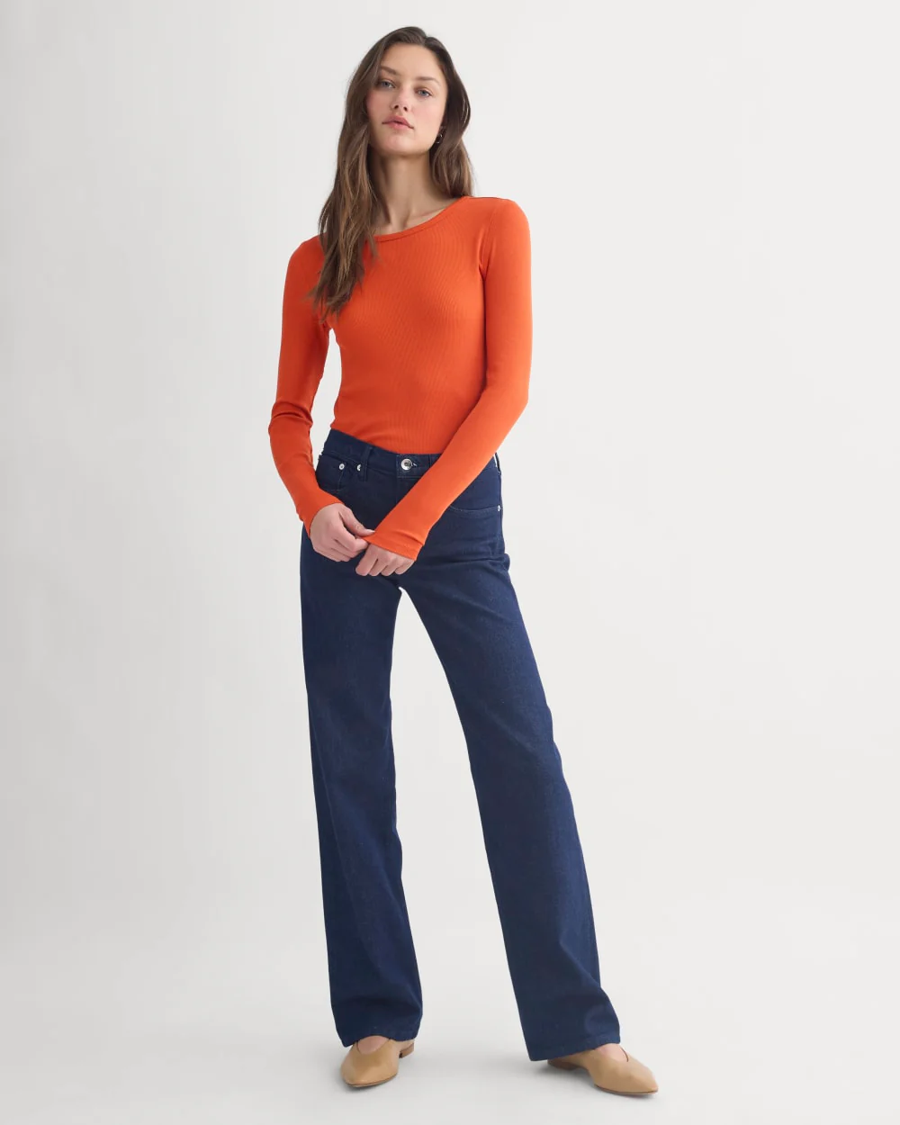 The Luxe Rib Long-Sleeve Crew | Rust - Image 3