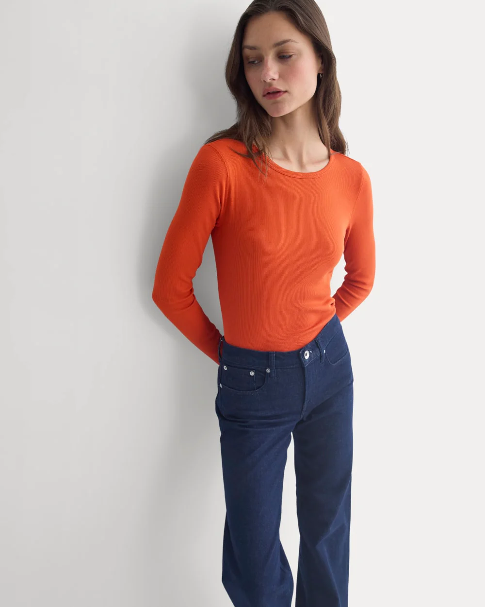 The Luxe Rib Long-Sleeve Crew | Rust - Image 4