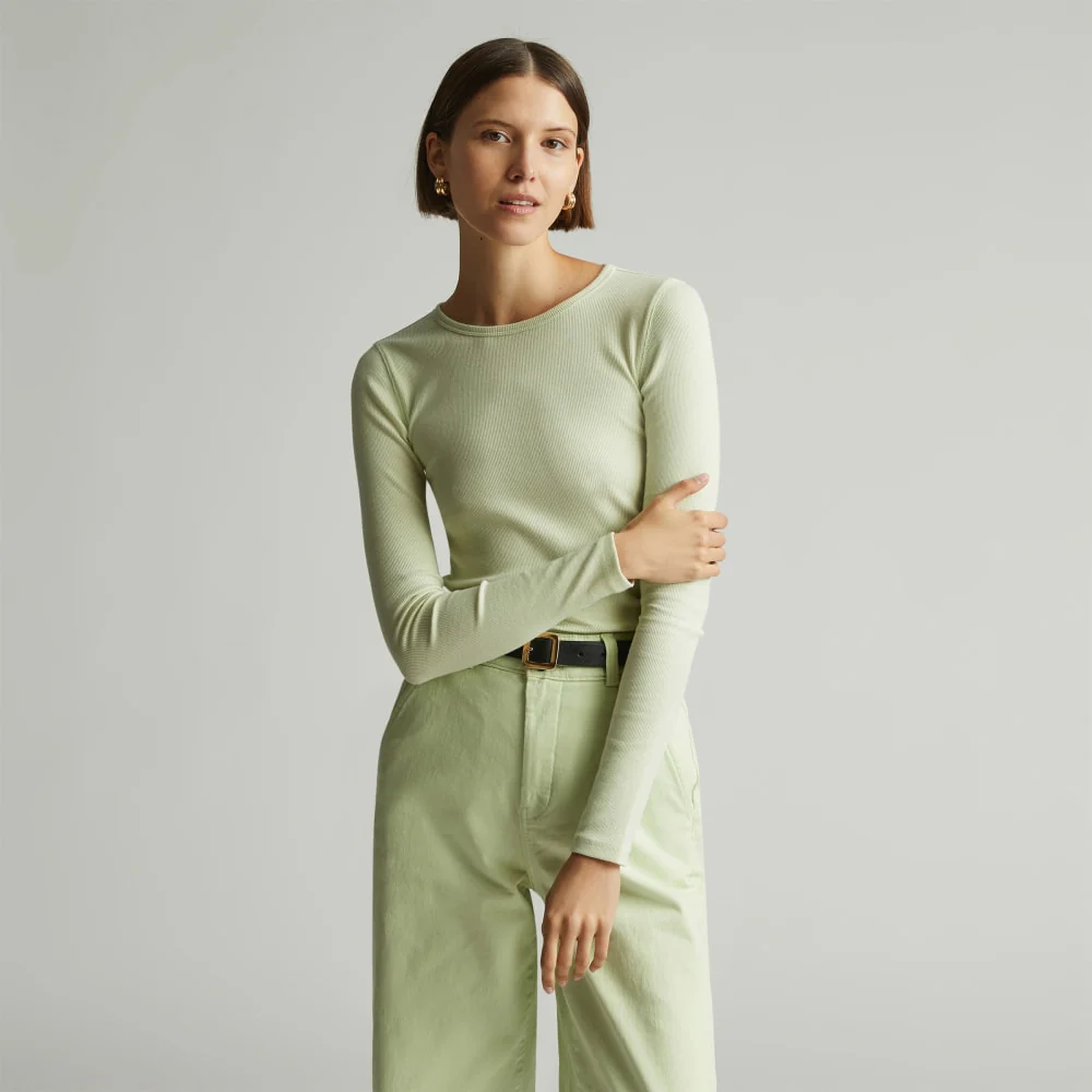 The Pima Micro-Rib Long-Sleeve Crew | Seafoam Green
