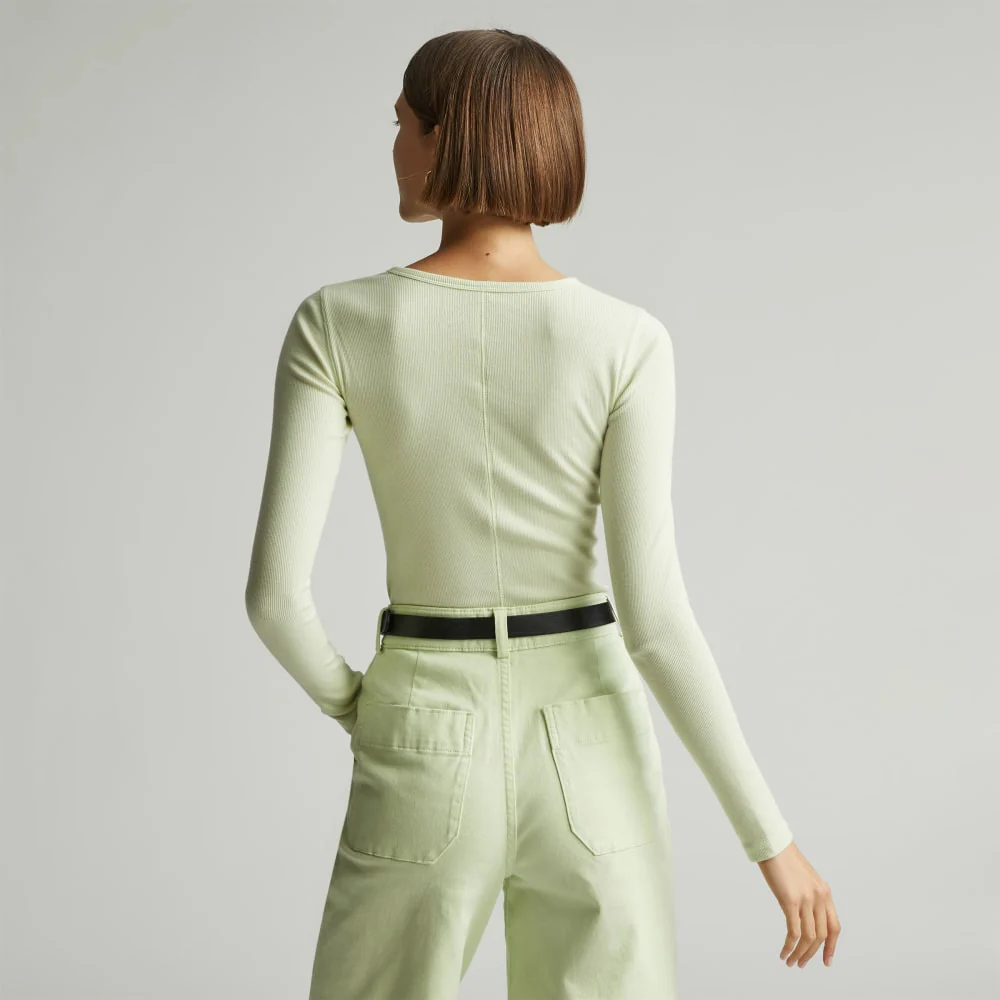 The Pima Micro-Rib Long-Sleeve Crew | Seafoam Green - Image 2