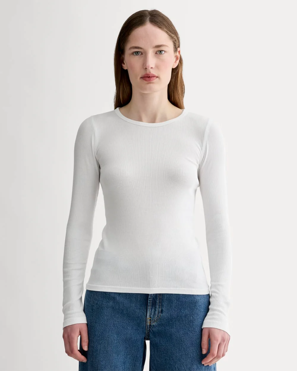 The Luxe Rib Long-Sleeve Crew | White