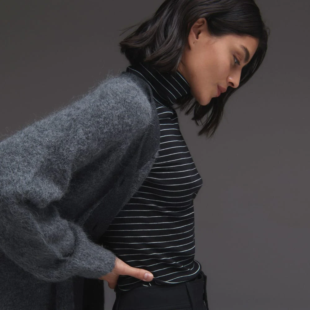 The Luxe Rib Turtleneck | Black / Canvas Tan - Image 6