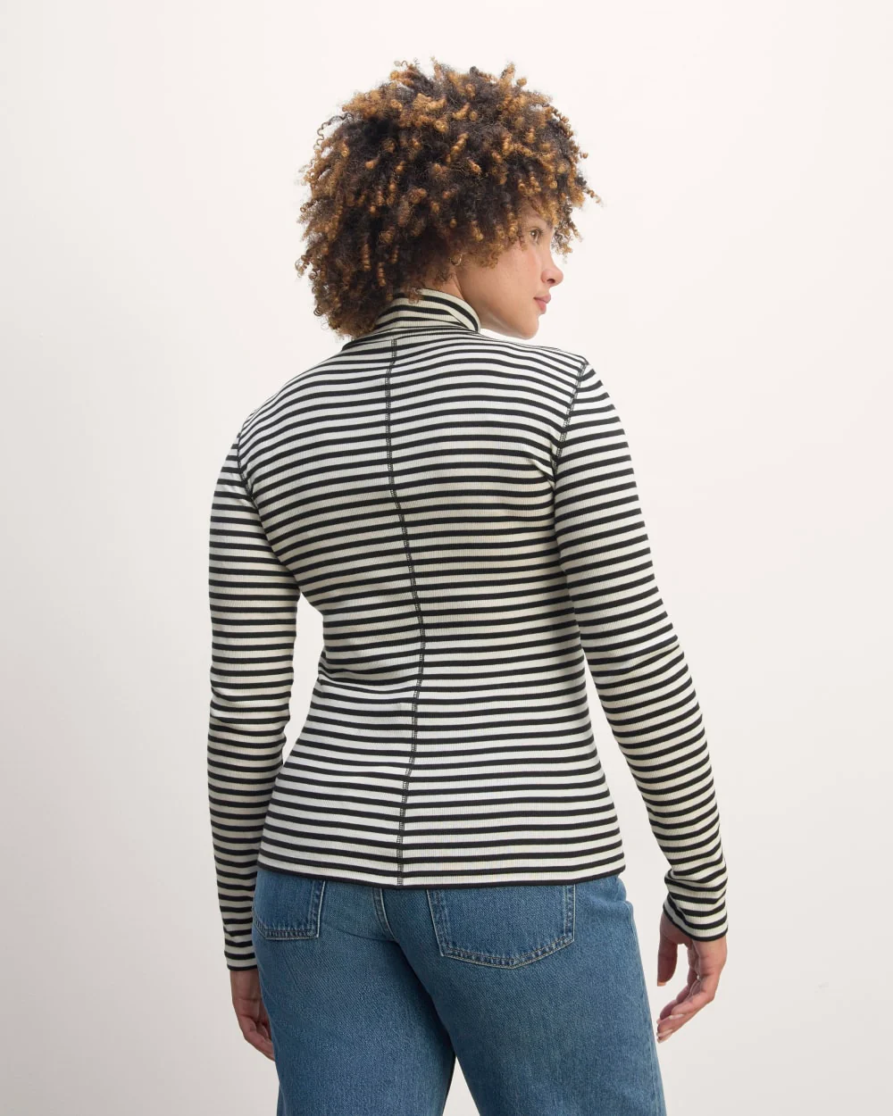 The Luxe Rib Turtleneck | Bone / Black - Image 4