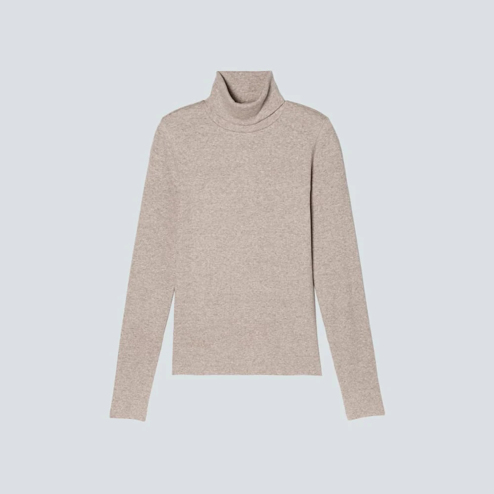 The Luxe Rib Turtleneck | Heathered Meringue - Image 2