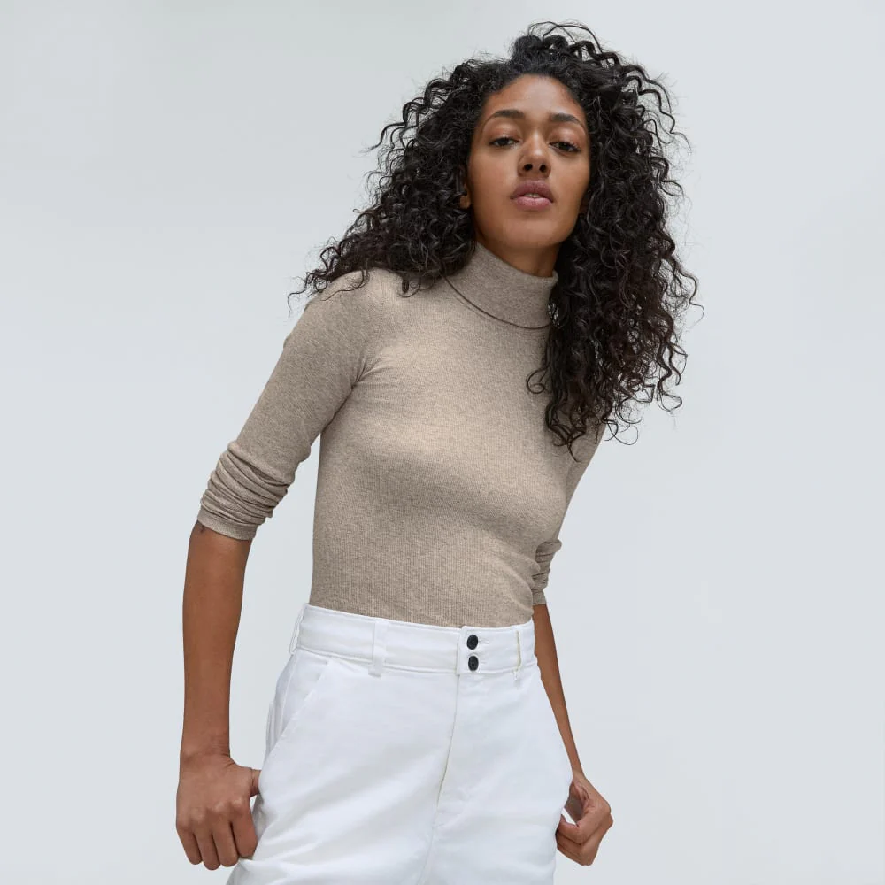 The Luxe Rib Turtleneck | Heathered Meringue - Image 3
