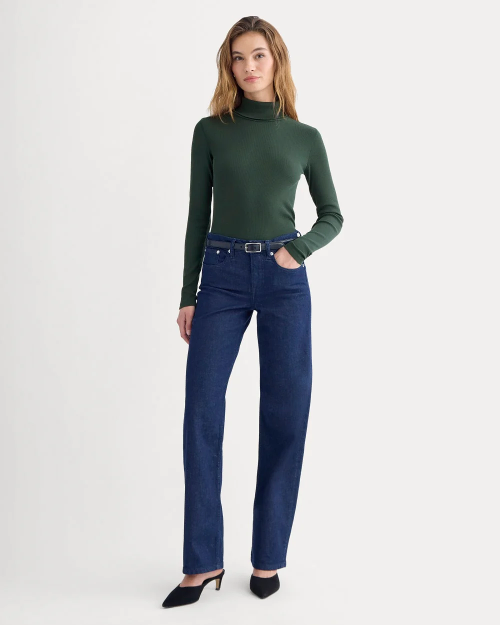 The Luxe Rib Turtleneck | Heathered Dark Sea - Image 3