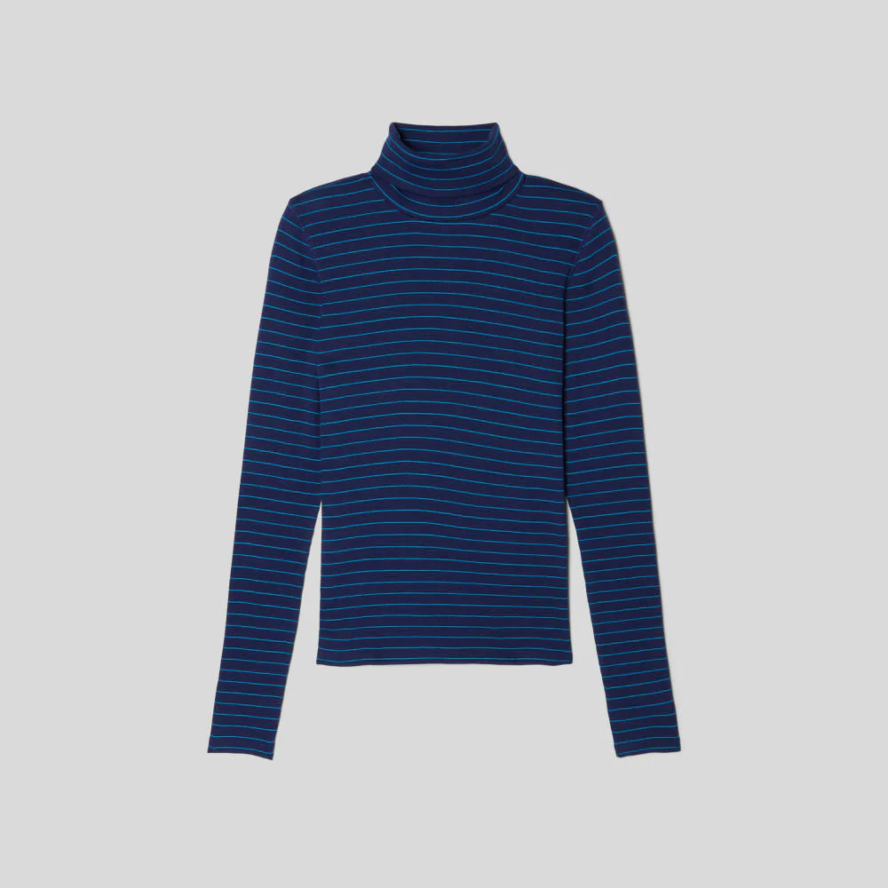 The Luxe Micro-Rib Turtleneck | Ocean Cavern / Horizon Blue - Image 2