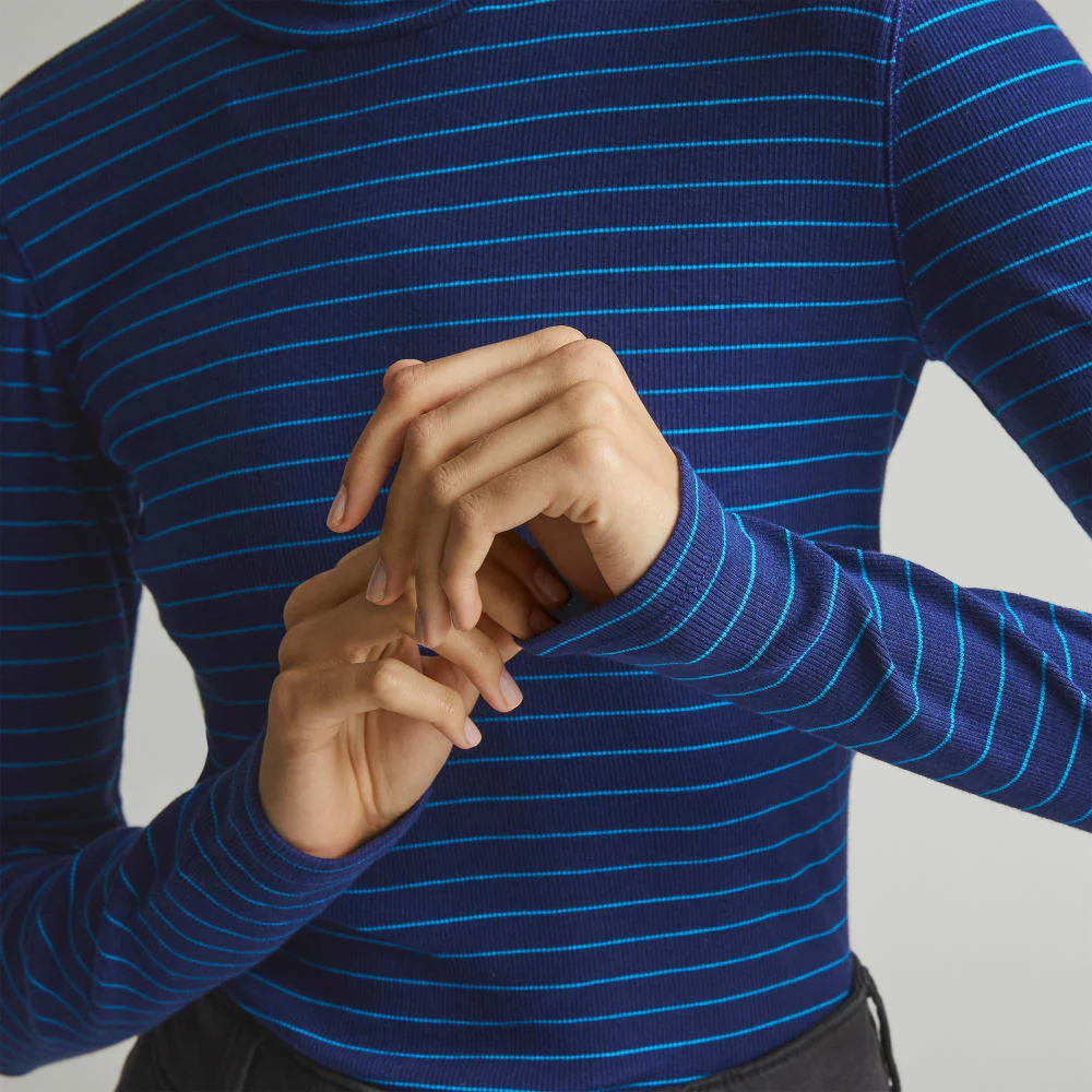 The Luxe Micro-Rib Turtleneck | Ocean Cavern / Horizon Blue - Image 5