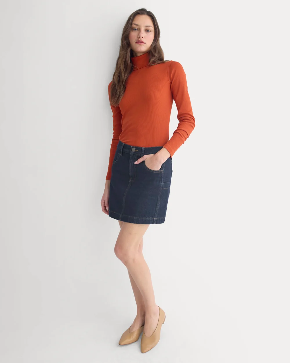 The Luxe Rib Turtleneck | Rust - Image 4