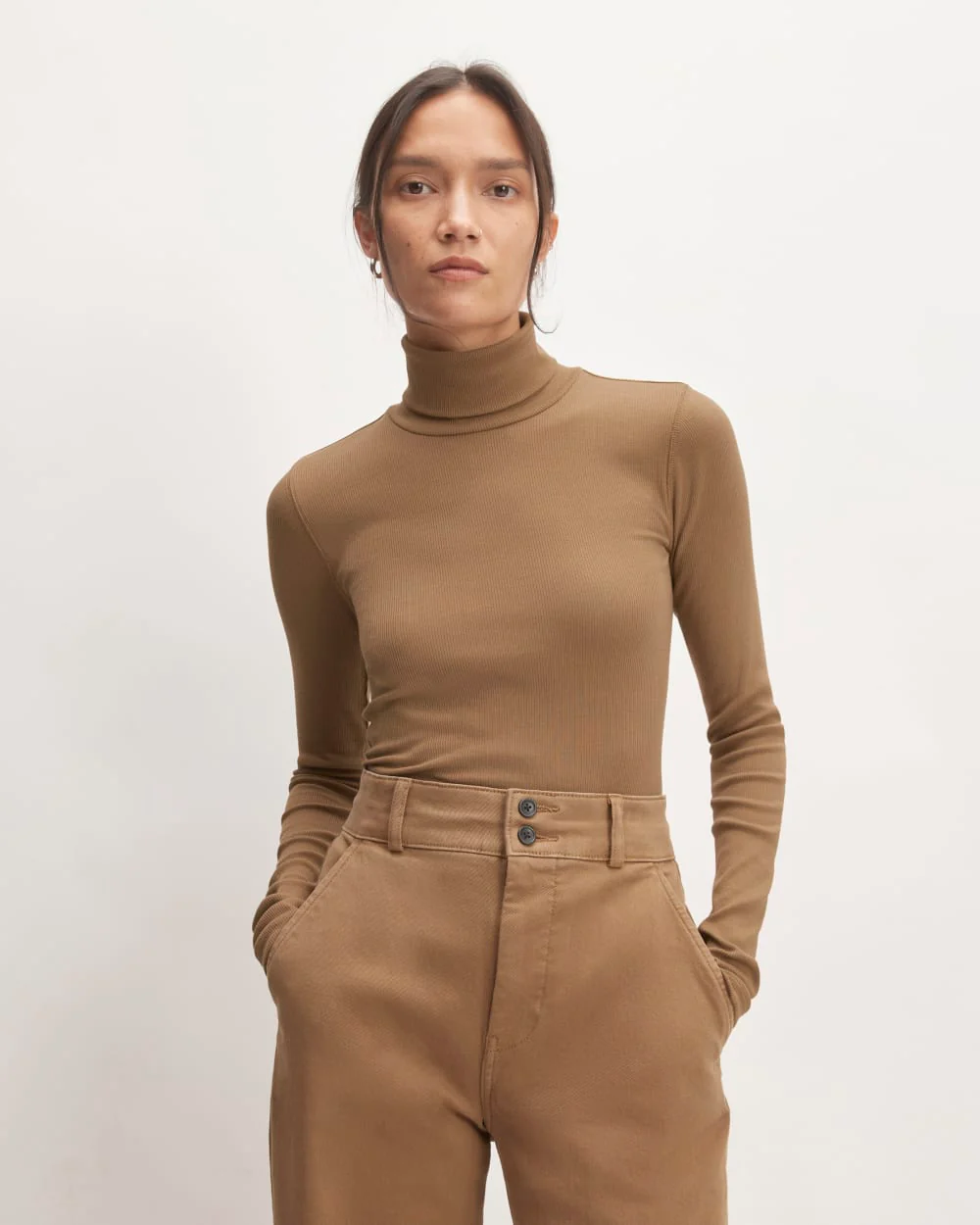 The Luxe Rib Turtleneck | Toasted Coconut