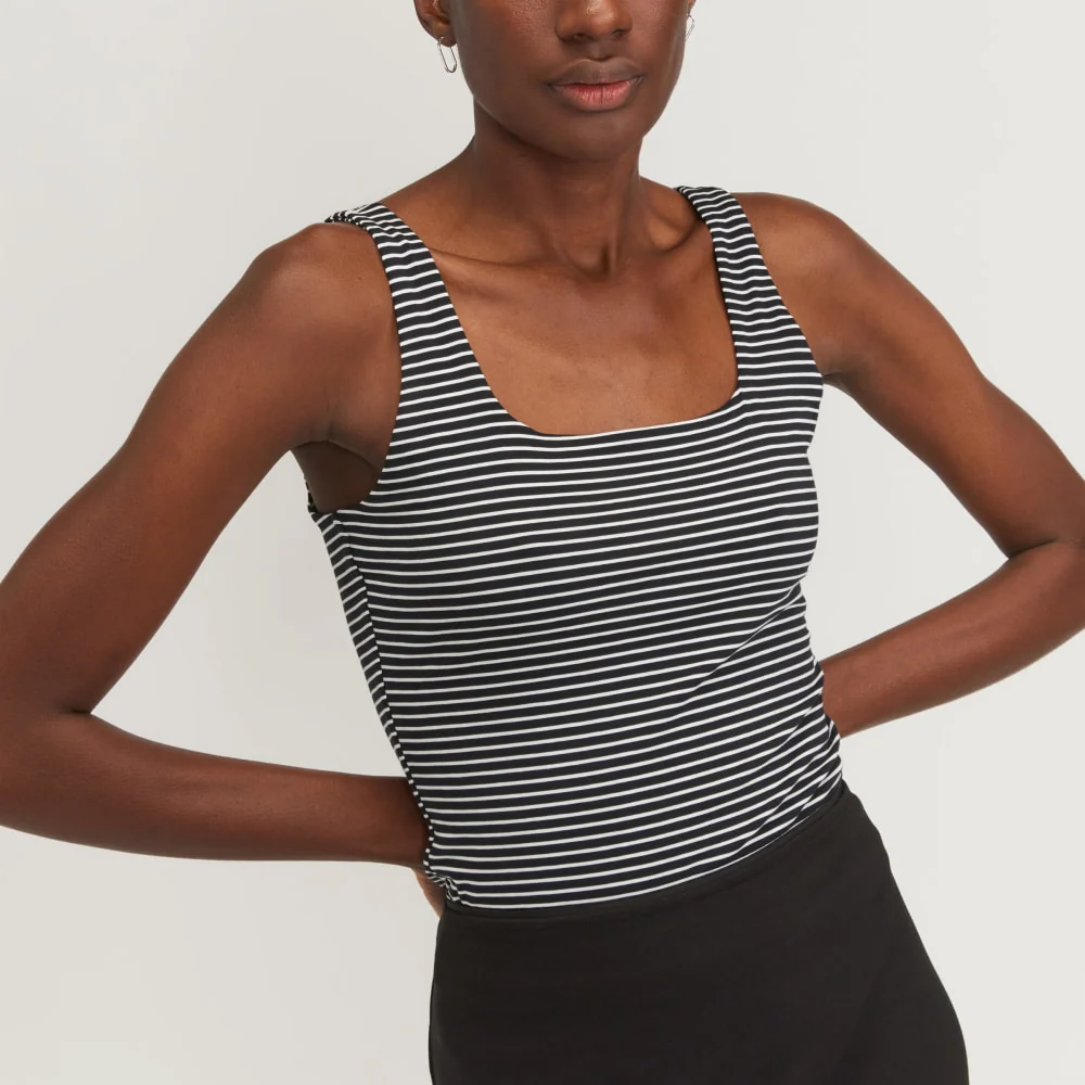 The Supima® Sleeveless Top | Black / White - Image 4