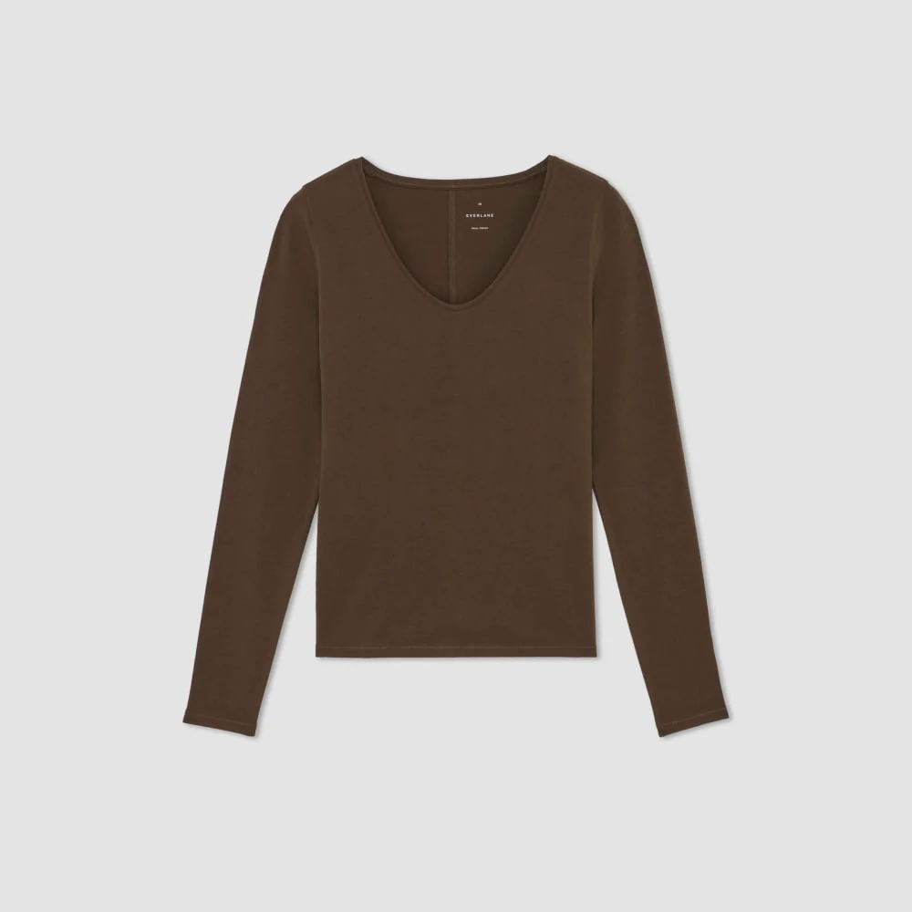 The Supima® Form Ballet Neck Tee | Cocoa - Image 2