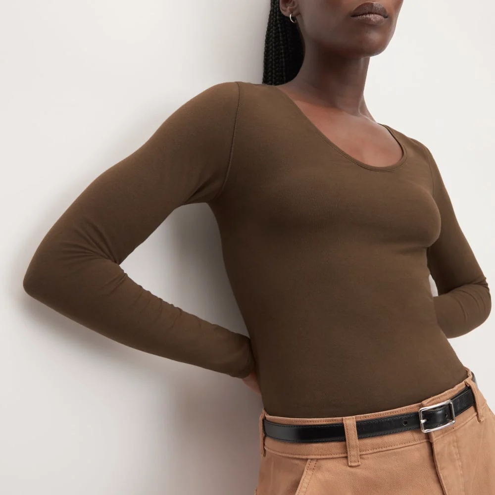 The Supima® Form Ballet Neck Tee | Cocoa - Image 4
