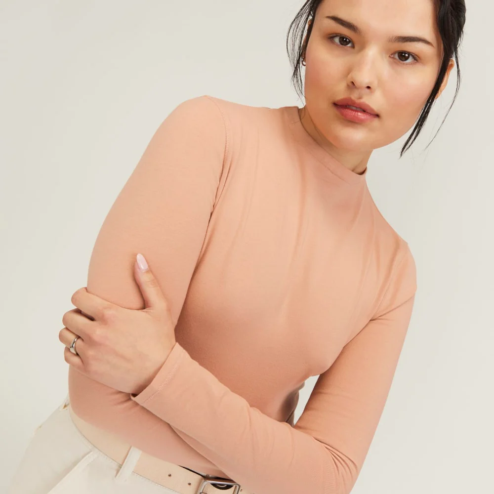 The Supima® Form Funnel Neck Tee | Blush Pink - Image 4
