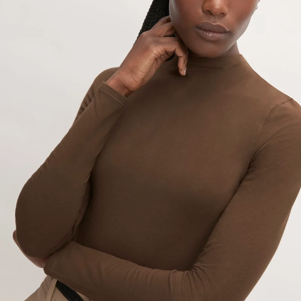 The Supima® Form Funnel Neck Tee | Cocoa - Image 2