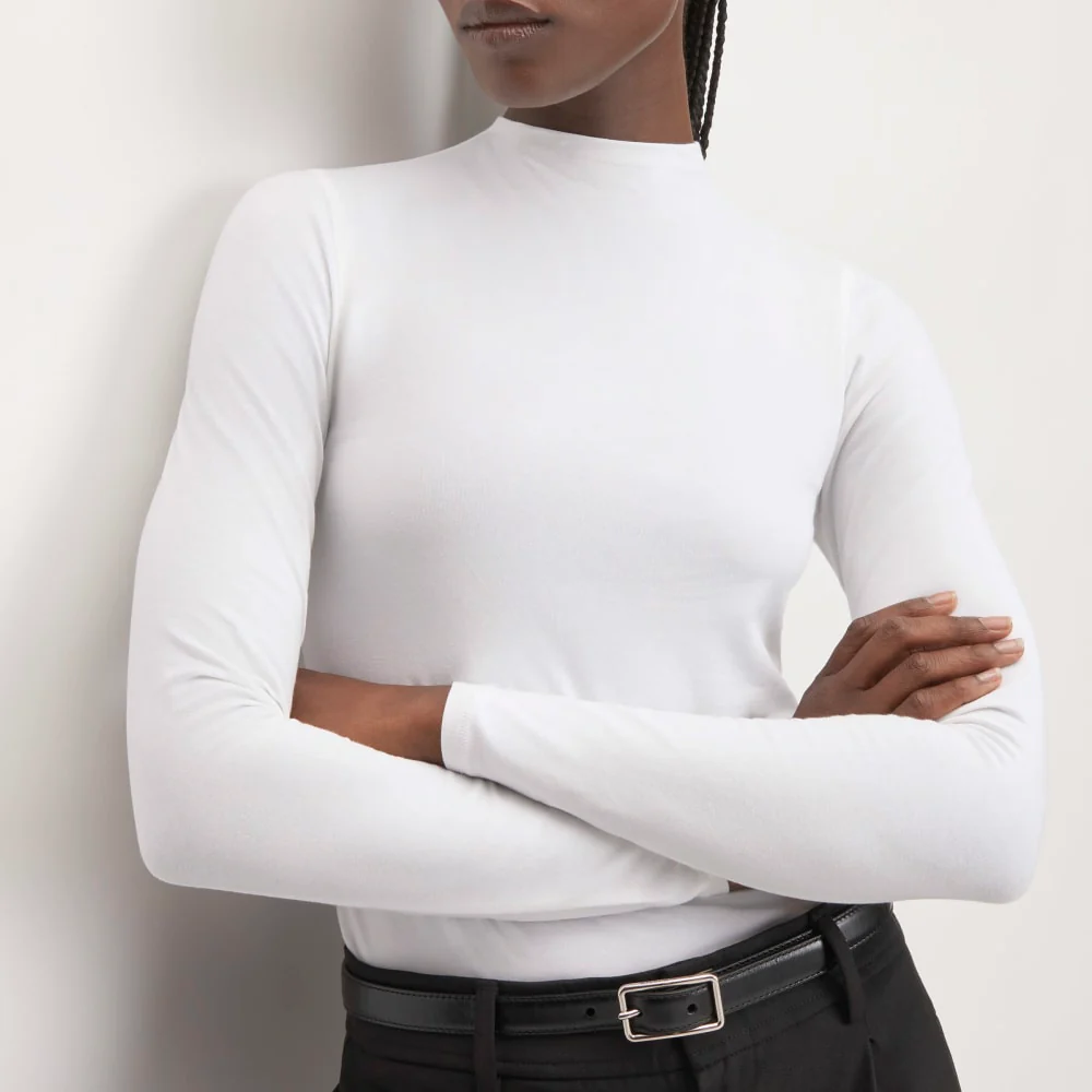 The Supima® Form Funnel Neck Tee | White - Image 4