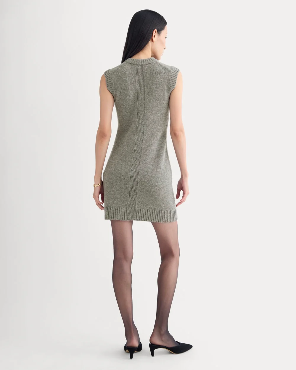 Sweater Mini Dress in Luxe Merino | Heathered Mid-Grey - Image 4
