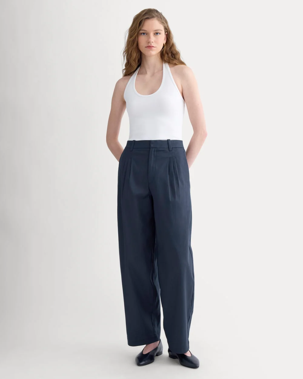 Tailored Drape Balloon Pant | Navy - Image 3