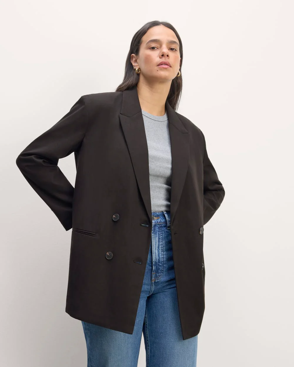 The Double-Breasted Blazer in Buttersmooth | Black