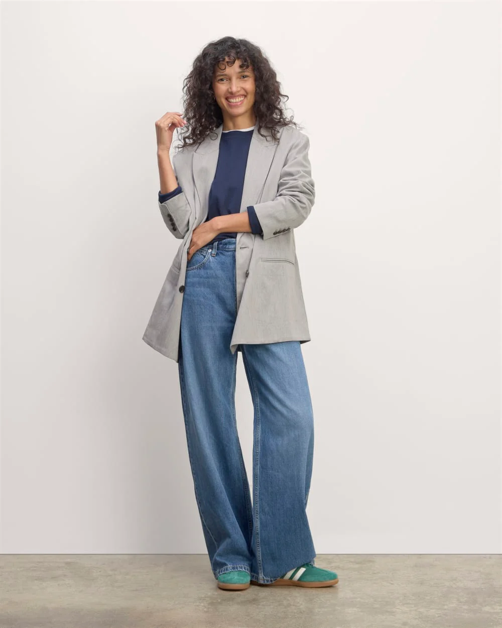 The Double-Breasted Blazer in Buttersmooth | Heather Steel - Image 3