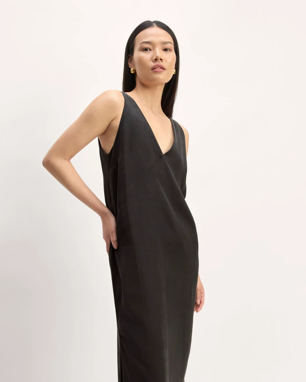 The TENCEL™ Midi Slip Dress | Black - Image 3