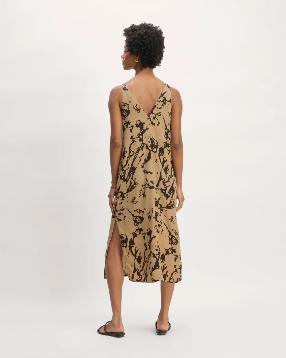 The TENCEL™ Midi Slip Dress | Black / Cornstalk Abstract - Image 6