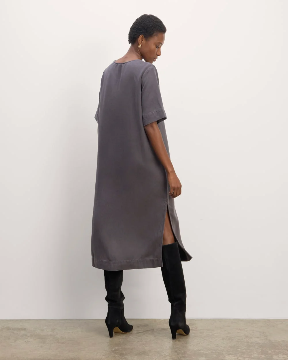 The Relaxed T-Shirt Dress in Buttersoft | Graphite - Image 6