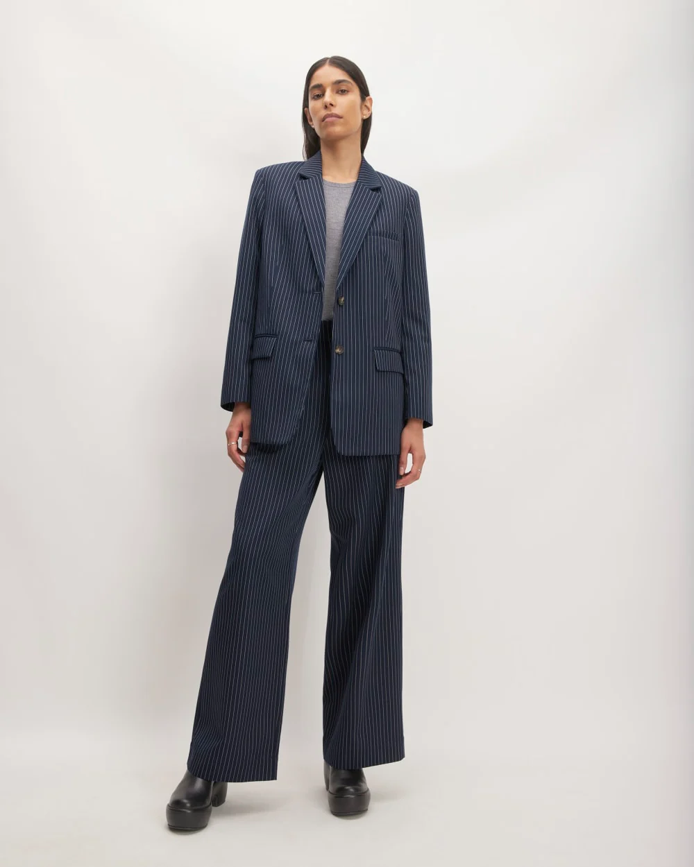 The Oversized Blazer in Buttersmooth | Navy / Bone - Image 3