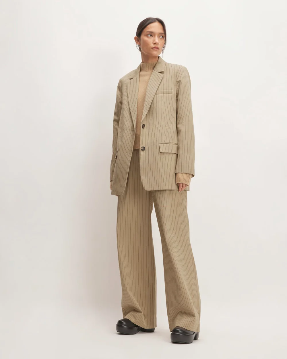 The Oversized Blazer in Buttersmooth | Cornstalk / Black - Image 3