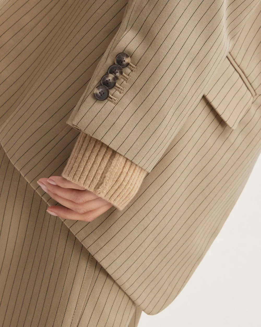 The Oversized Blazer in Buttersmooth | Cornstalk / Black - Image 5