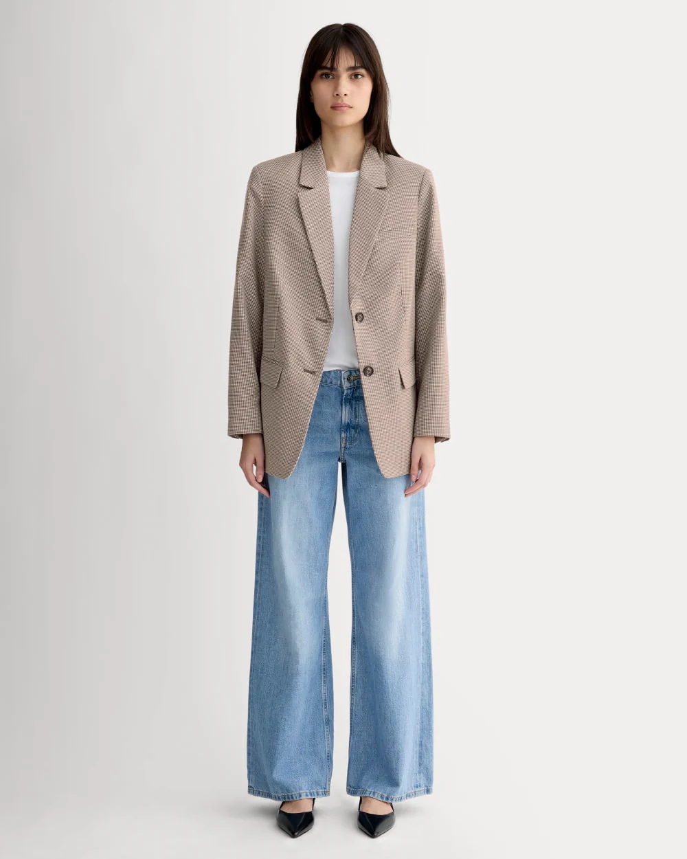 The Oversized Blazer in Buttersmooth | Deep Taupe Mini Gingham - Image 3