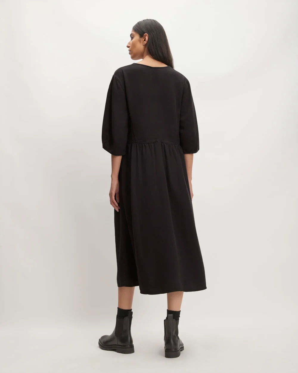 The TENCEL™ Puff-Sleeve Dress | Black - Image 4