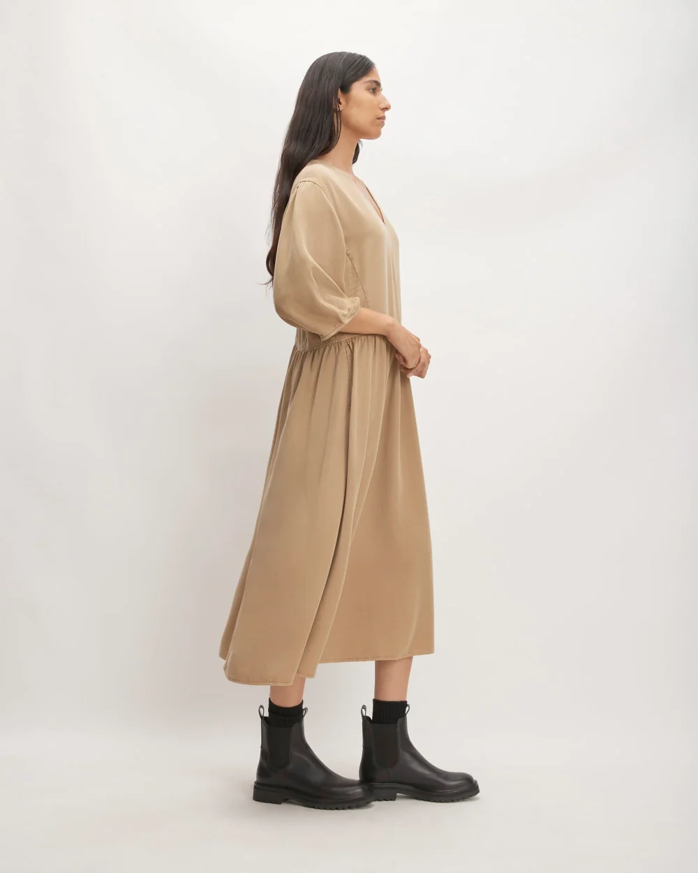 The TENCEL™ Puff-Sleeve Dress | Cornstalk - Image 3