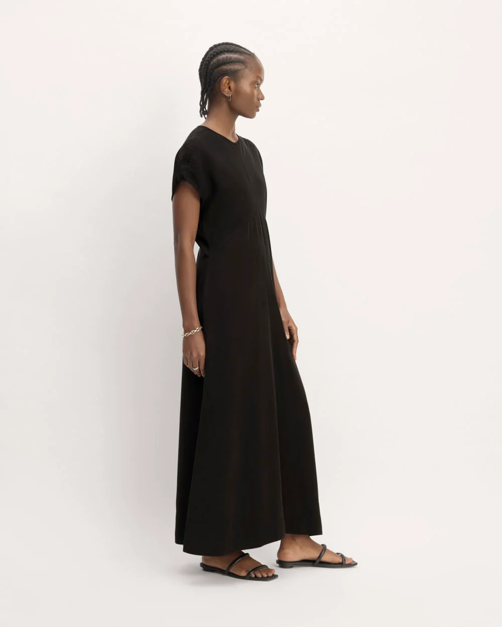 The TENCEL™ Short-Sleeve Midi Dress | Black - Image 3