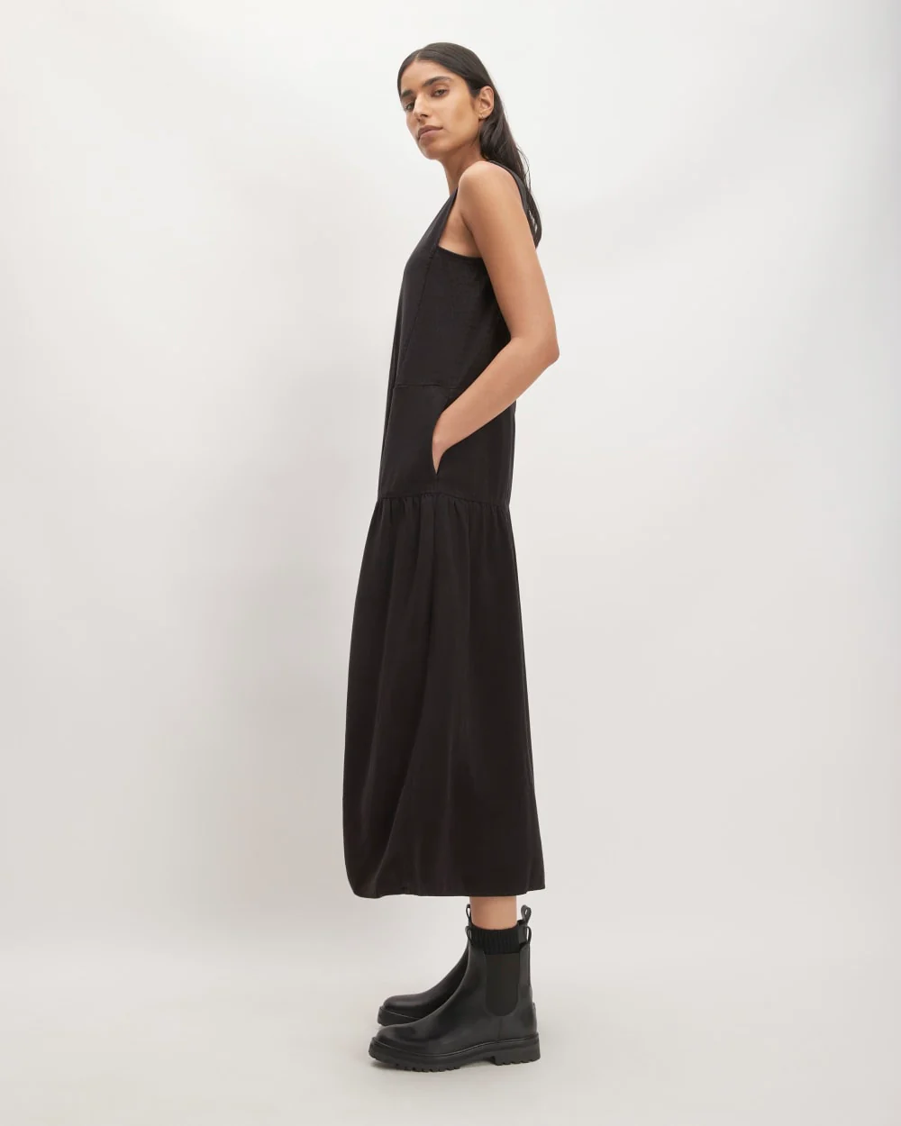 The TENCEL™ V-Neck Dress | Black - Image 3