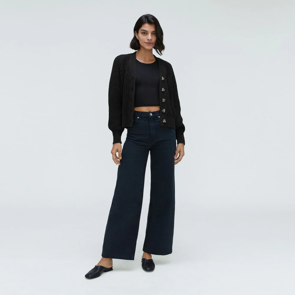 The Texture Cotton Cardigan | Black - Image 6