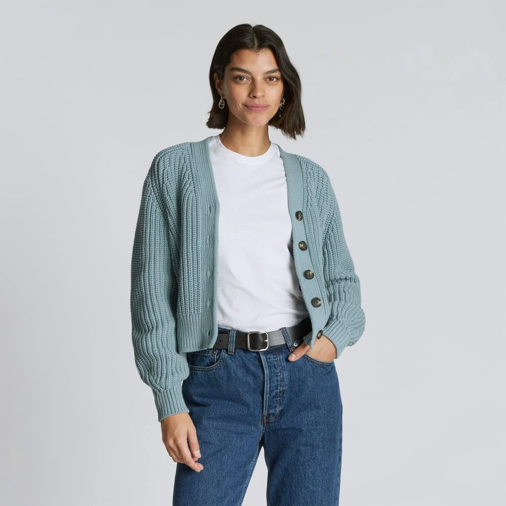 The Texture Cotton Cardigan | Blue Shadow