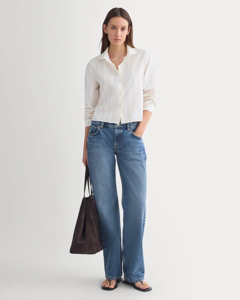 Textured Mini Collar Shirt | Bone - Image 3